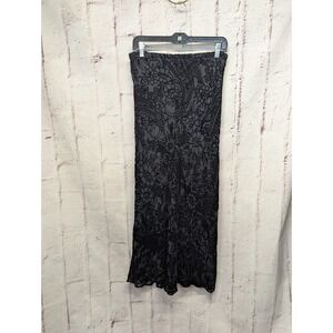 Vintage Ann Taylor Black Floral‎ Velvet Lined Maxi Skirt Size 8 Rayon Silk